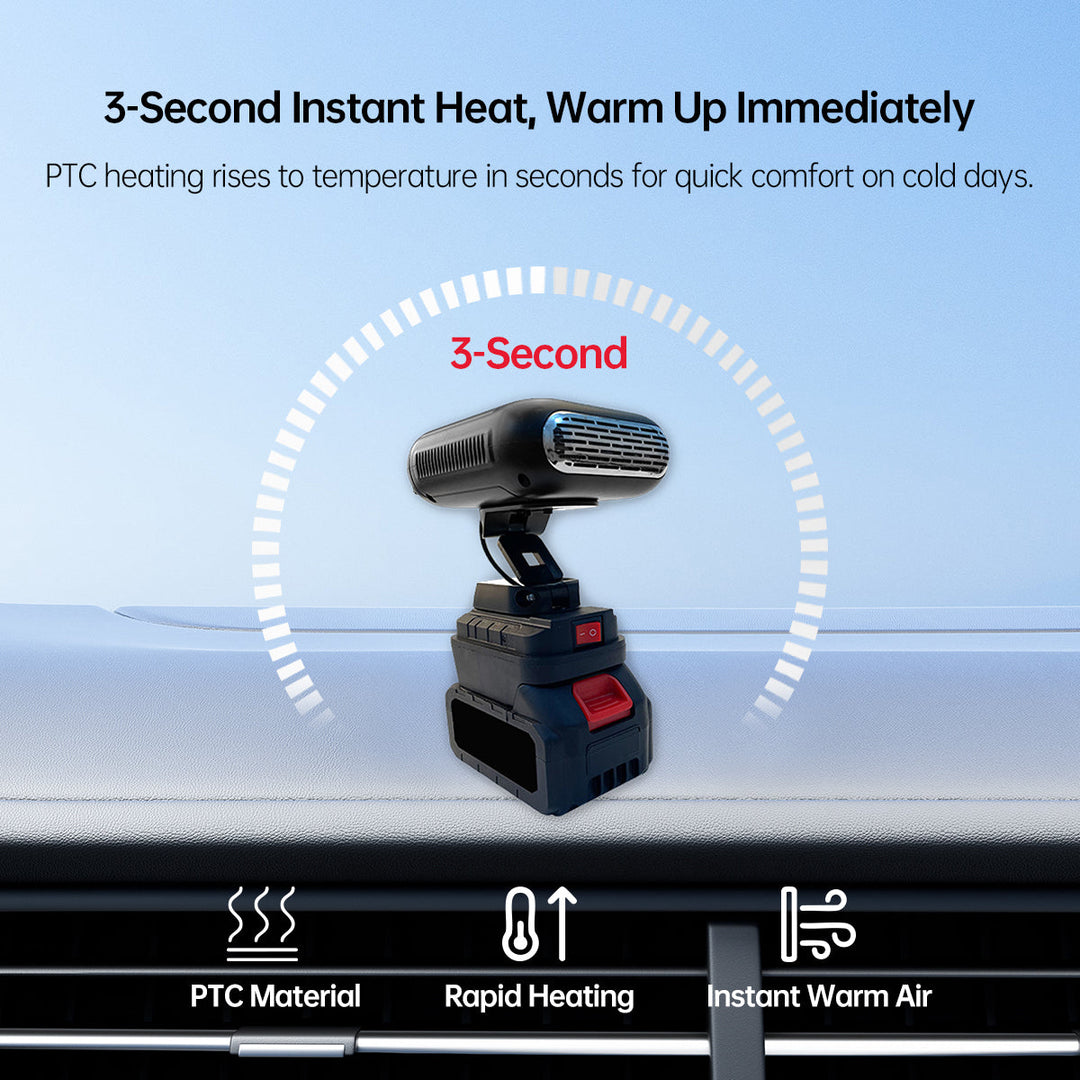 Electric portable heater for cars, efficiently defrosts windows & provides warmth on the go