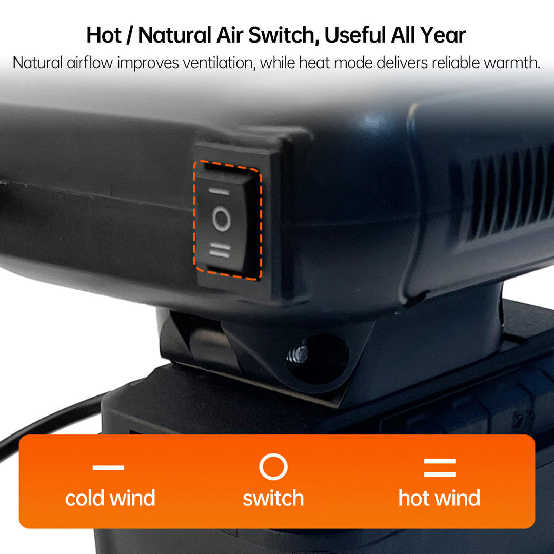 Image of portable car heater shown from front, ideal for quick defrost & supplementary heat