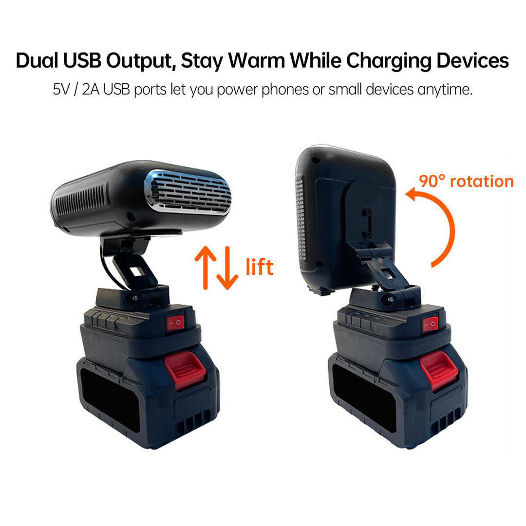 User installing a portable car heater on dashboard, ensuring fast defrost and comfort