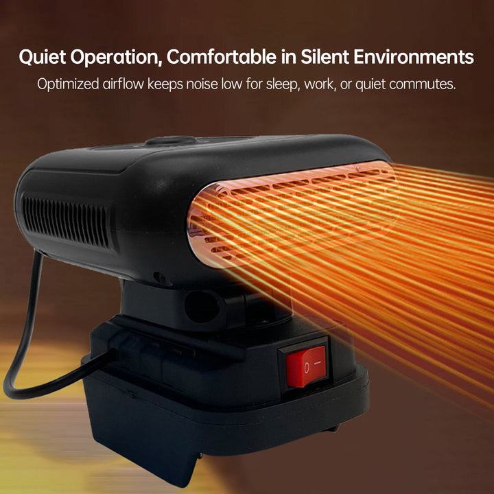 Close-up of portable car heater with '3s Instant Heat' feature, effective vehicle climate control
