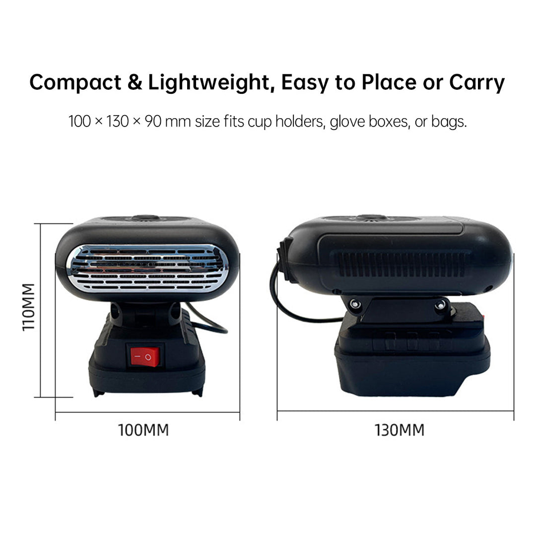Side view of the portable car heater, designed for easy placement & efficient defrosting
