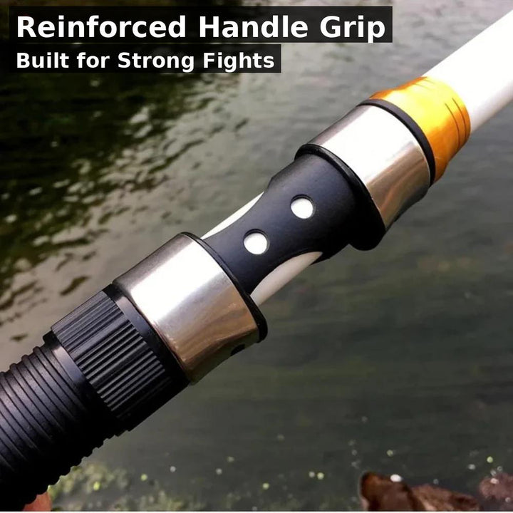 Telescopic fishing rod with reel seat, made from carbon fiber, essential for predator fishing gear.