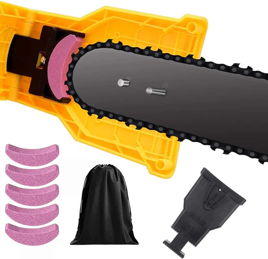 Ergonomic portable chain sharpener, designed for fast and precise chainsaw teeth sharpening.