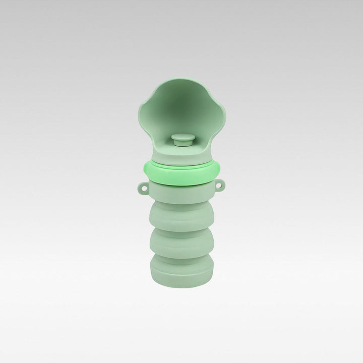 Portable collapsible pet water bottle for dogs, 500ml, blue, leak-proof design
