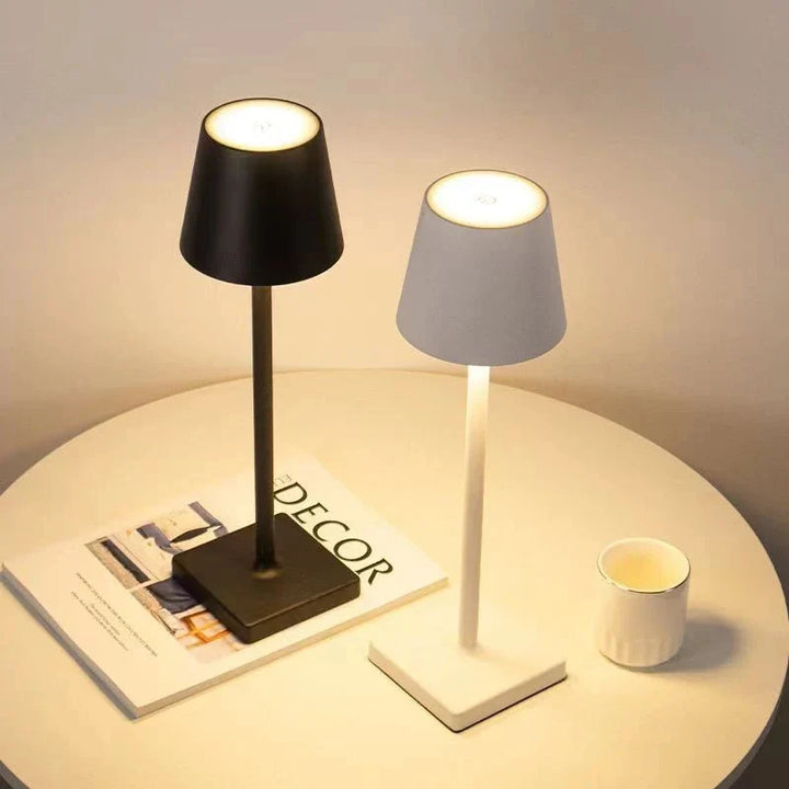 Portable Dimmable LED Table Lamp, perfect for indoor/outdoor wireless lighting. Rechargeable modern design.