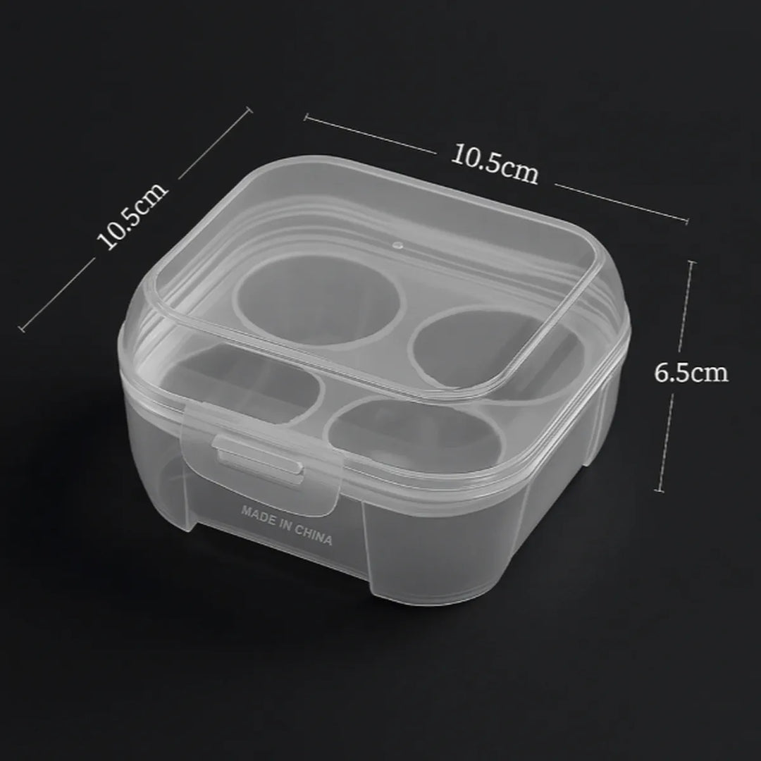 Compact egg holder, yellow, 2-egg capacity, practical kitchen accessory for outdoor trips.