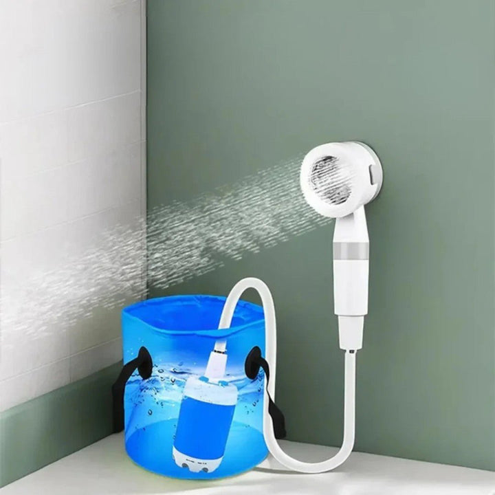 Outdoor shower kit, portable electric pump with adjustable flow for camping