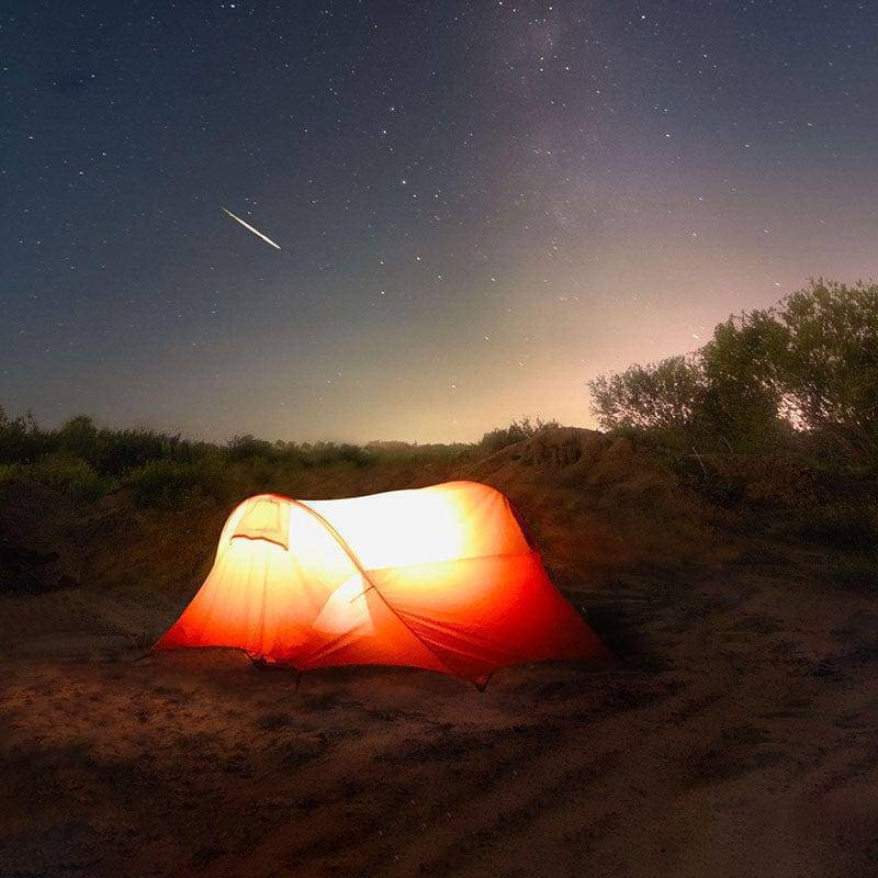 Unisex portable elevated camping tent cot; includes tent, cot, for comfortable outdoor sleeping.