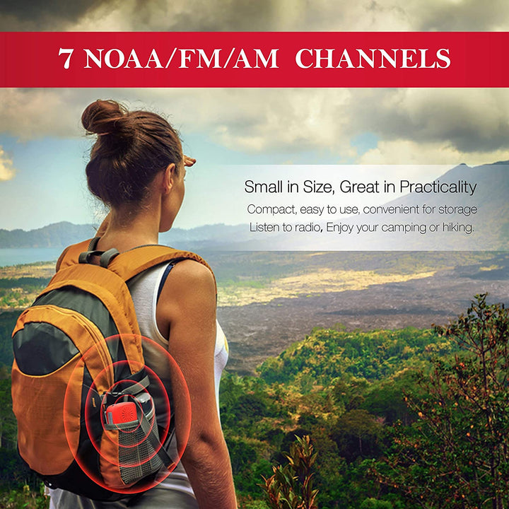 Multi-functional portable radio: solar, hand crank, NOAA weather, integrated power bank and flashlight.