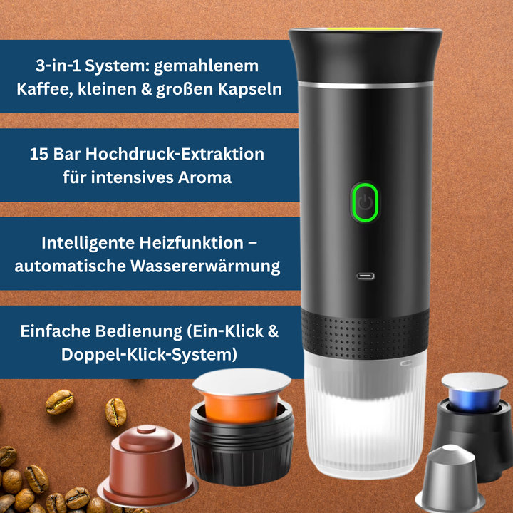 Unisex travel coffee maker, sleek design, ideal for camping, hiking, or road trips
