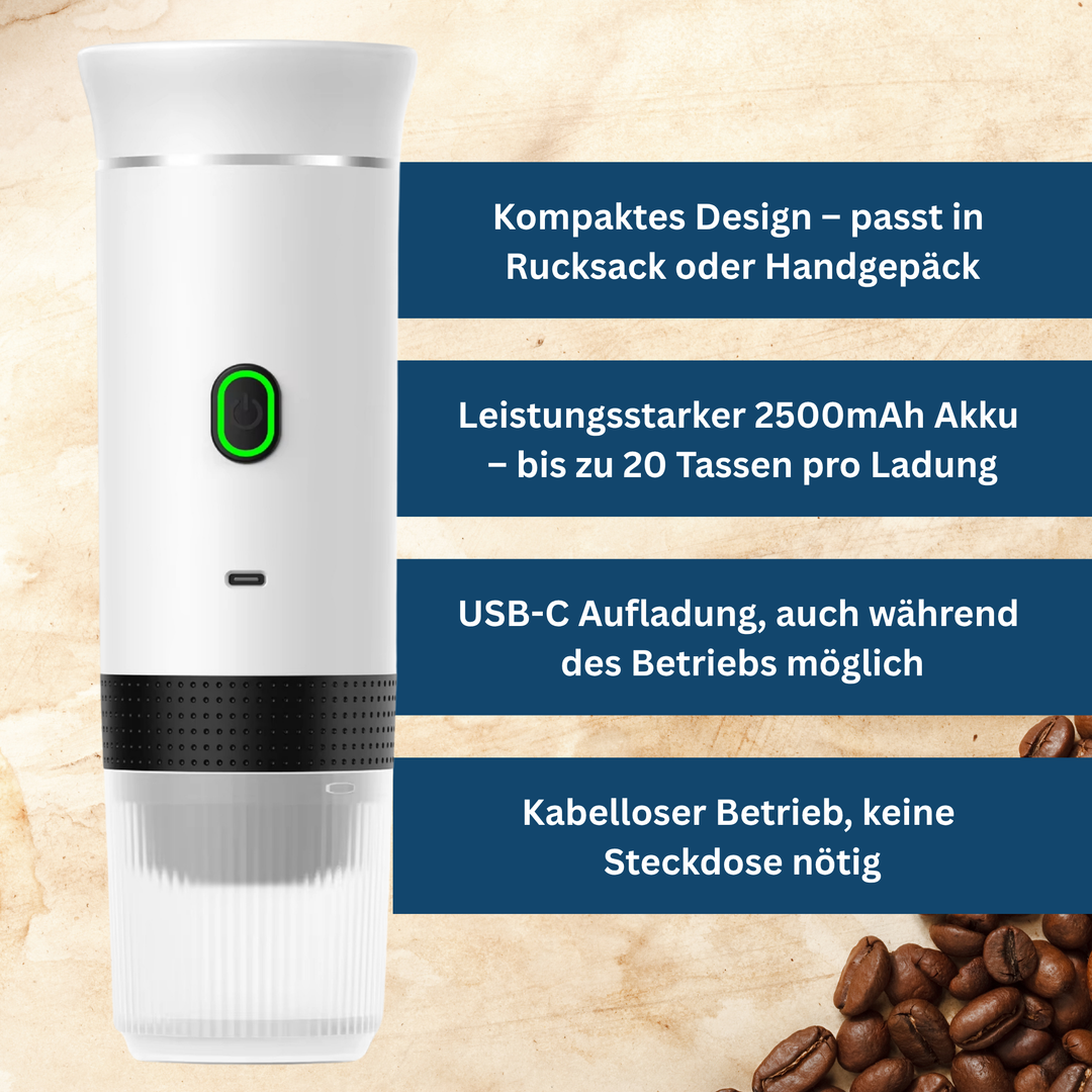 Compact coffee brewer for travel, making fresh coffee on-the-go, a must-have travel gadget