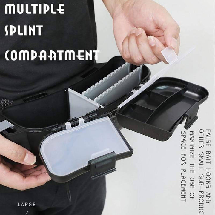 Fishing tackle waist bag, highly portable, designed for lure storage and essential fishing accessories.