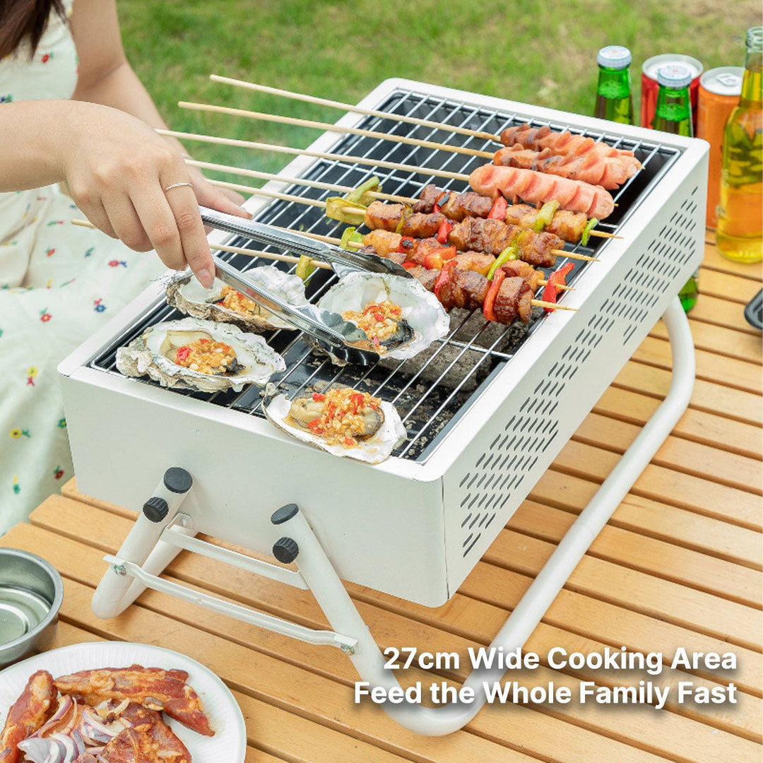 Smokeless portable grill, compact design for easy transport & tailgating