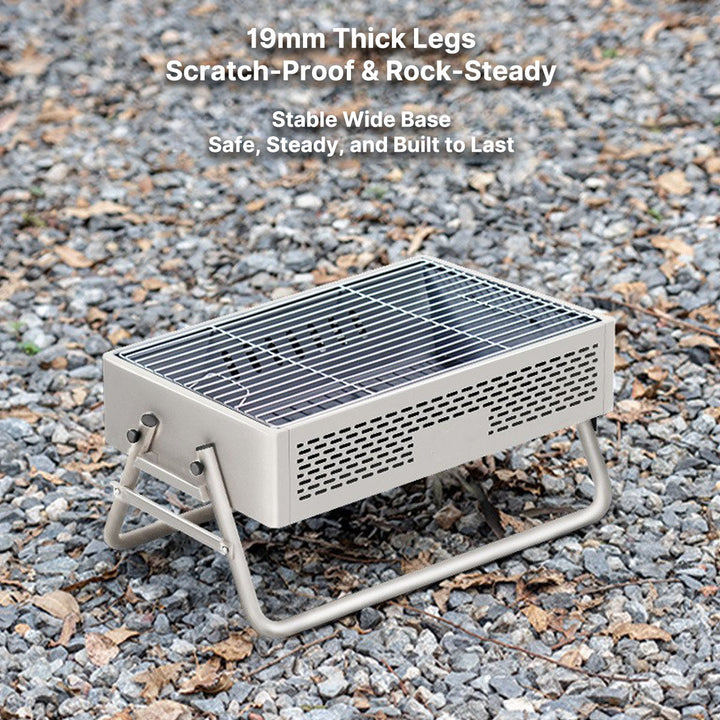 Portable BBQ grill with stand, smokeless cooking for outdoor enthusiasts