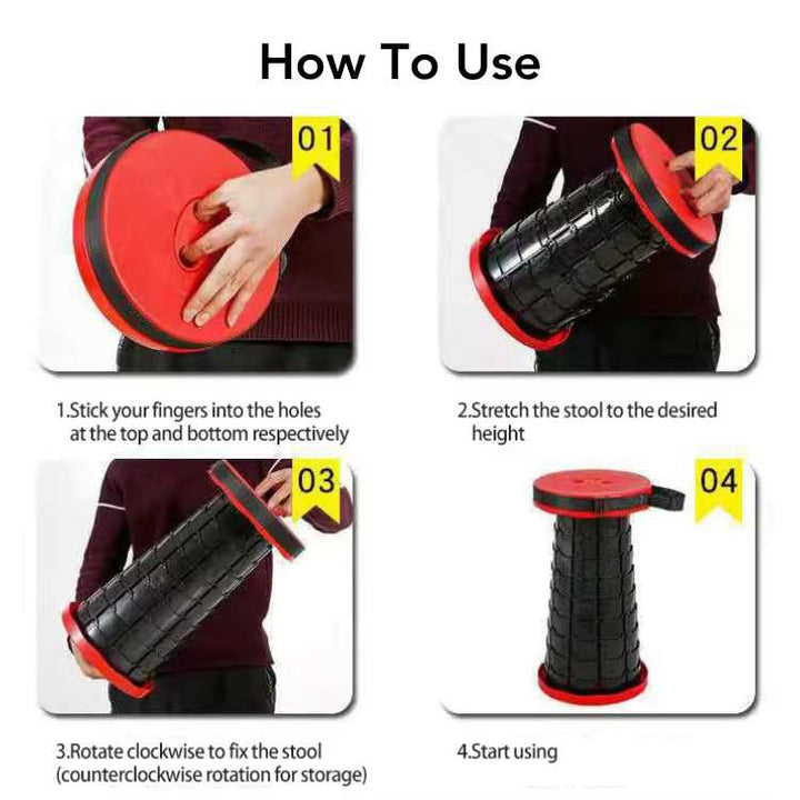 Lightweight foldable stool for fishing, collapsible and portable design, black plastic
