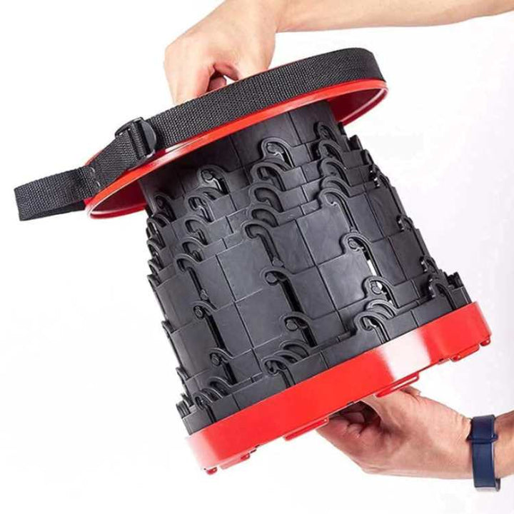 Unisex black portable folding stool, ideal for camping, fishing, and travel convenience