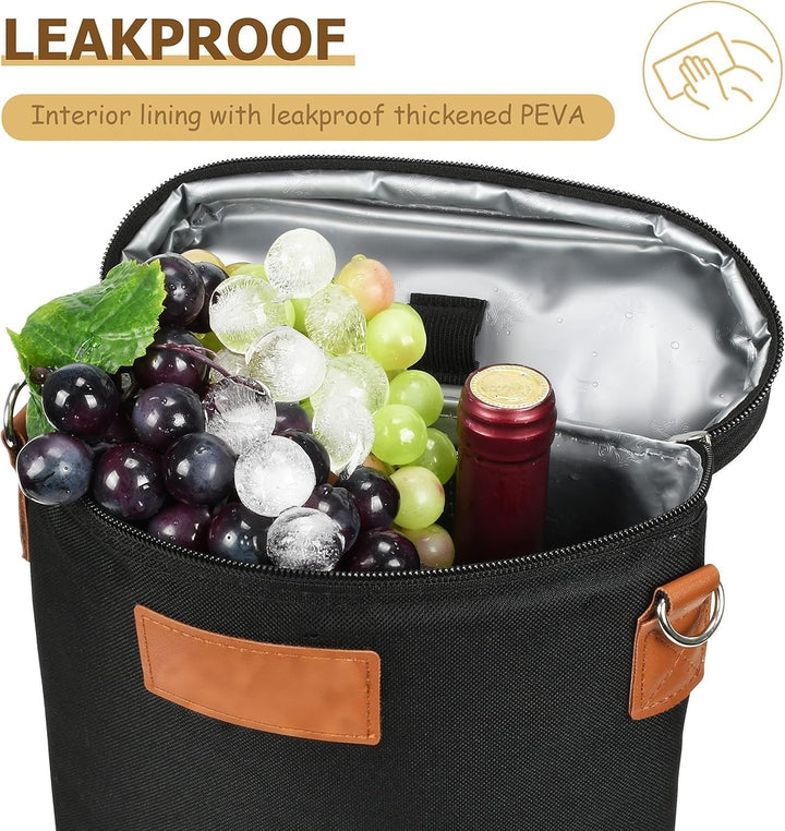 Stylish dual wine bag, an ideal gift for wine lovers. Insulated tote for safe bottle transport.