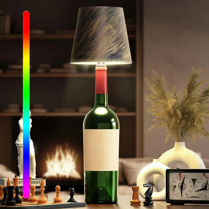 GlowBottle: The wireless, rechargeable LED table lamp. Provides warm, dimmable ambient lighting.