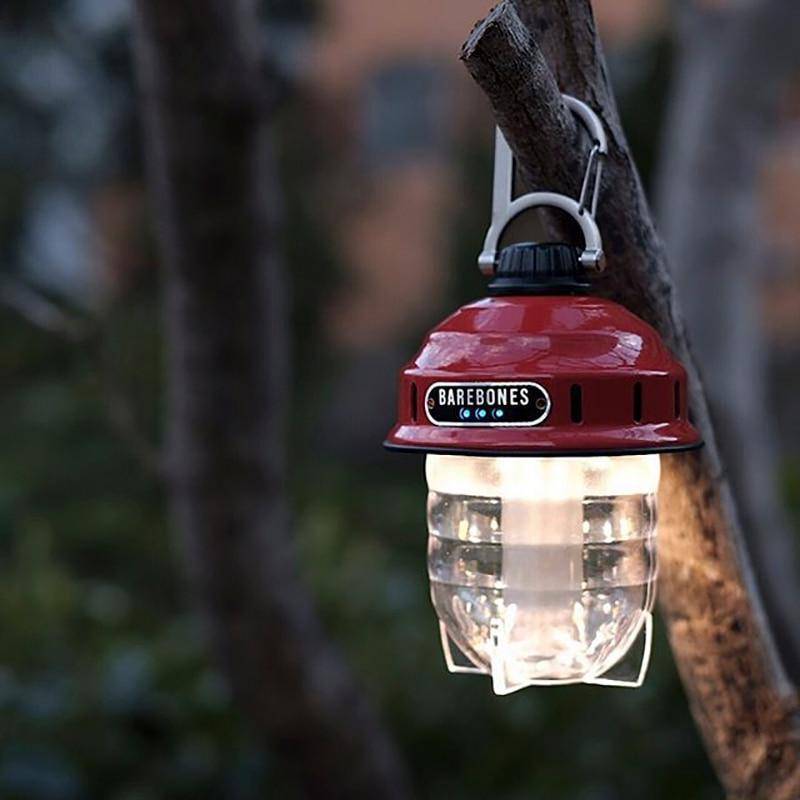 Rechargeable camping lantern, portable outdoor light with LED for hiking trips