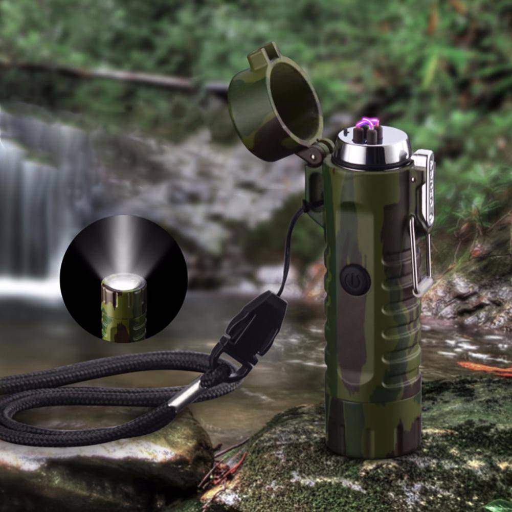 Portable LED flashlight arc lighter, 2-in-1 outdoor tool for camping & hiking