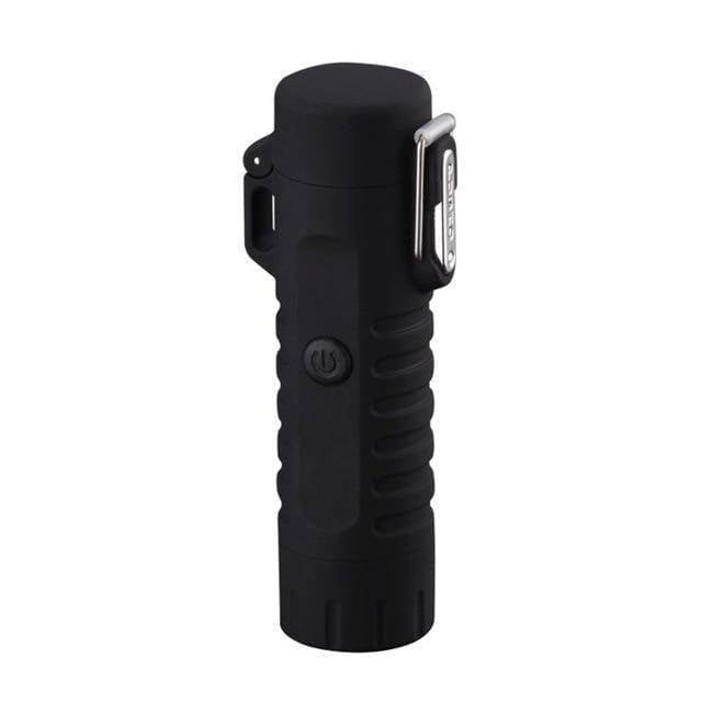Compact LED flashlight with windproof arc lighter, perfect for camping