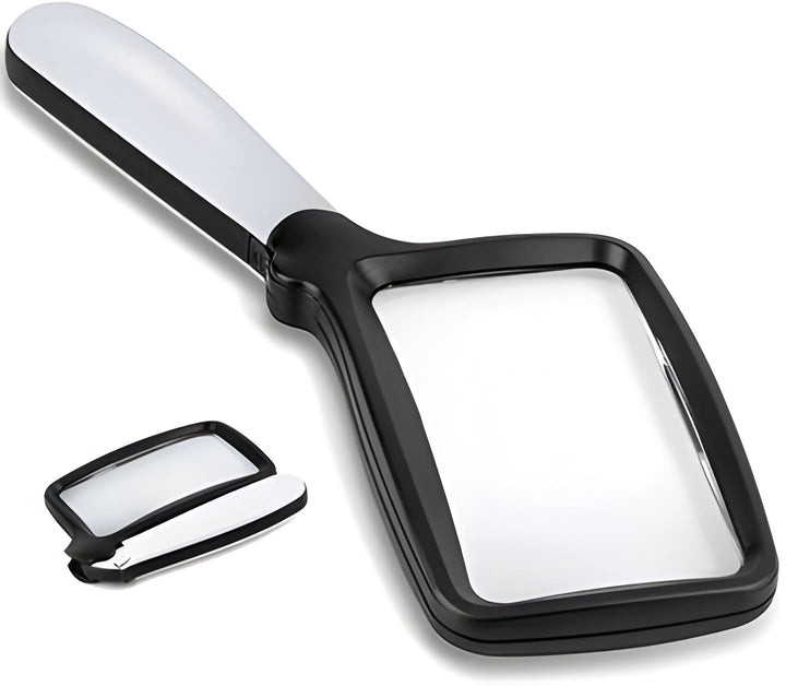 Lighted handheld reading magnifier for clear text. A portable visual aid perfect for books and fine print.