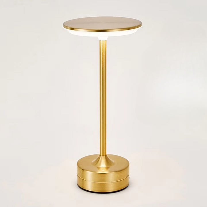 Sleek black portable LED desk lamp, USB rechargeable with touch sensor.