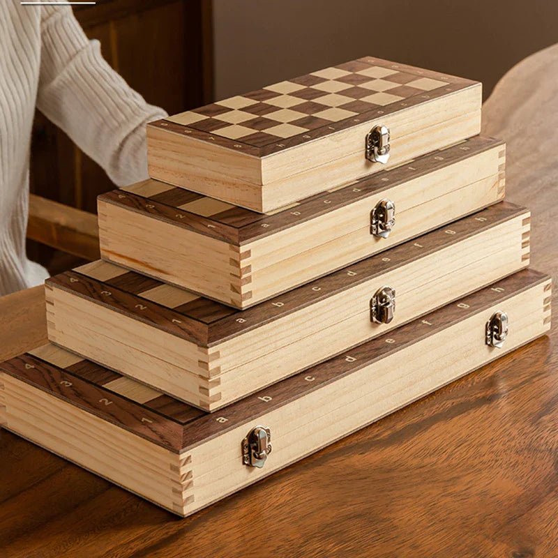 Classic wooden magnetic chess set, a thoughtful gift idea for family fun and strategic thinking during trips.