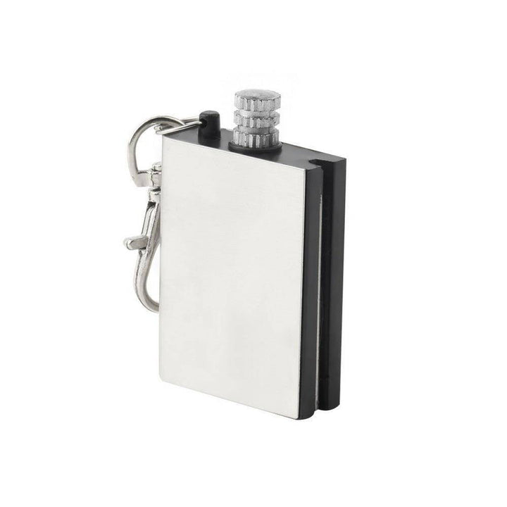 Portable Metal Flint Match fire starter with lanyard, a dependable silver metal lighter for emergency kits.