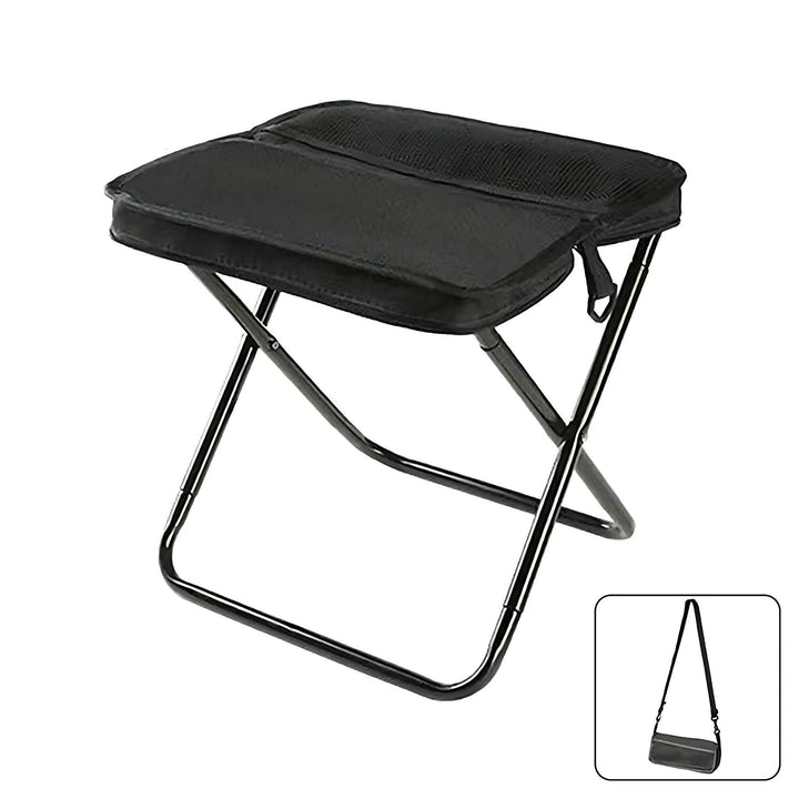 Portable outdoor camping chair with carry bag, 125 characters max.