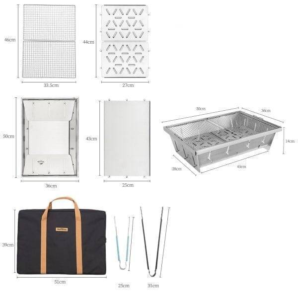 Lightweight and durable portable BBQ cooking station, perfect for outdoor adventures and easy picnic gear setup.