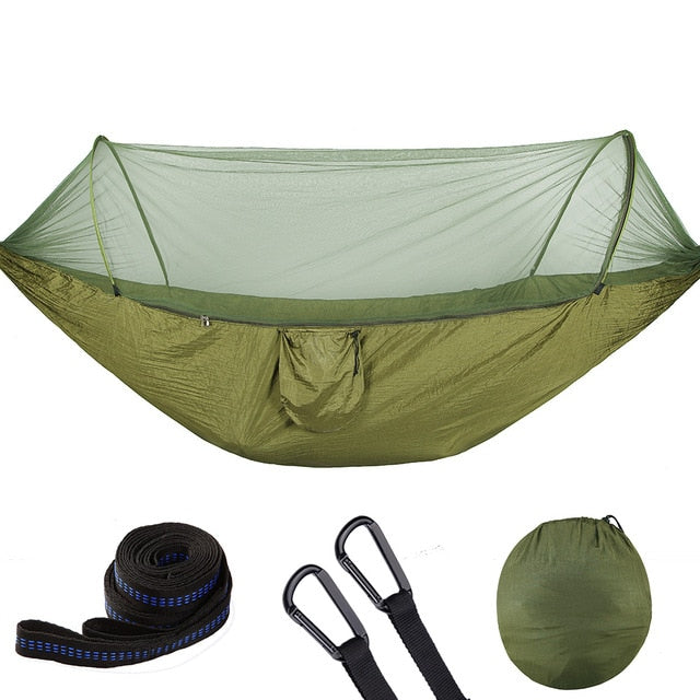 Compact nylon portable hammock for outdoor camping, hiking or a relaxing beach day