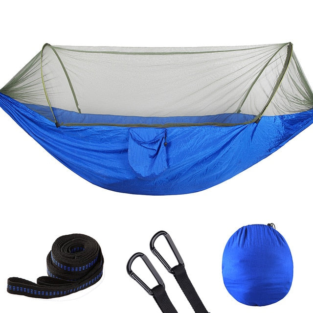 Durable outdoor camping hammock, lightweight and portable, essential for travel gear