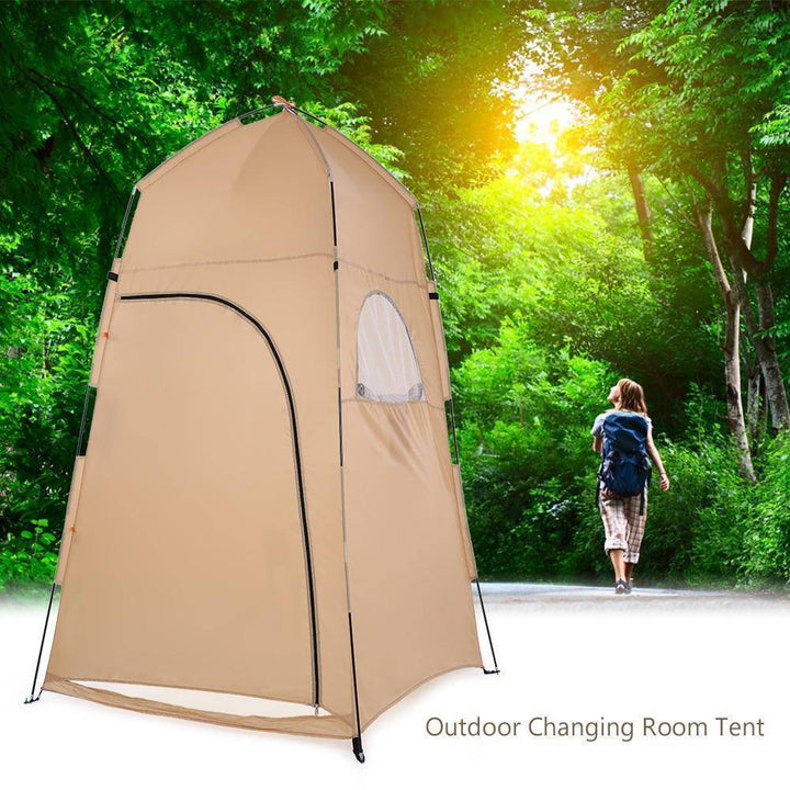 Portable pop-up camping privacy toilet shelter tent, ideal for outdoor use and hiking.