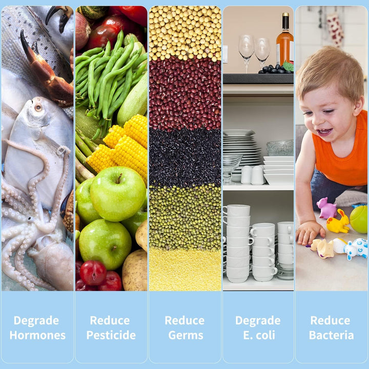 Modern portable produce purifier, an advanced food detoxifier & residue remover for all your fruit & veggie cleaning.