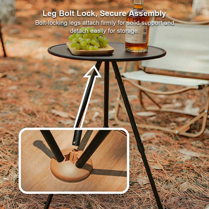Outdoor gear: Portable round camping table, ideal for picnics, tailgating, and camp