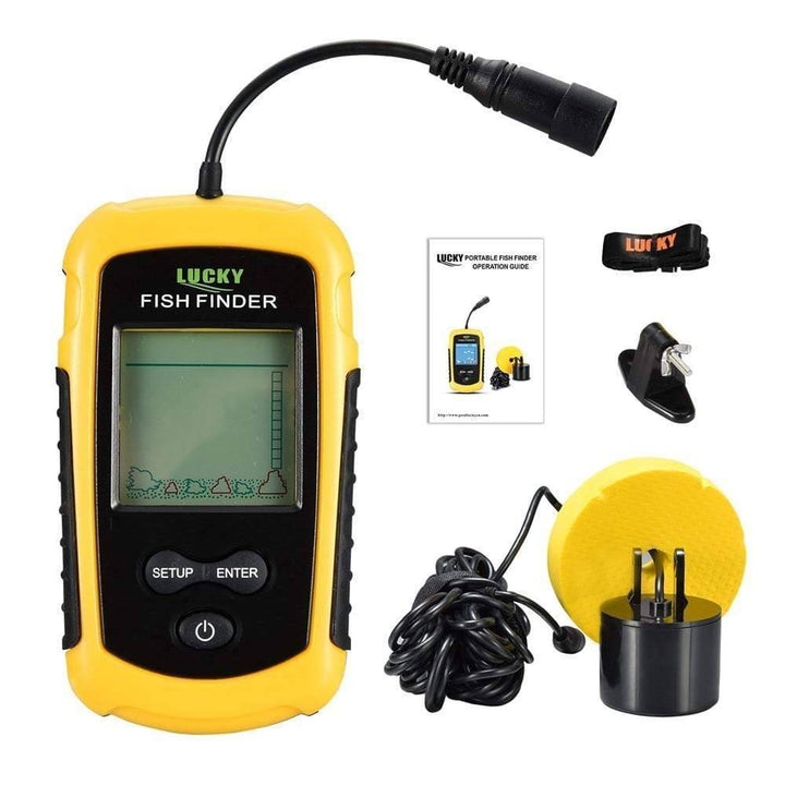 Waterproof portable fish finder with sonar technology and backlight for outdoor fishing adventures.