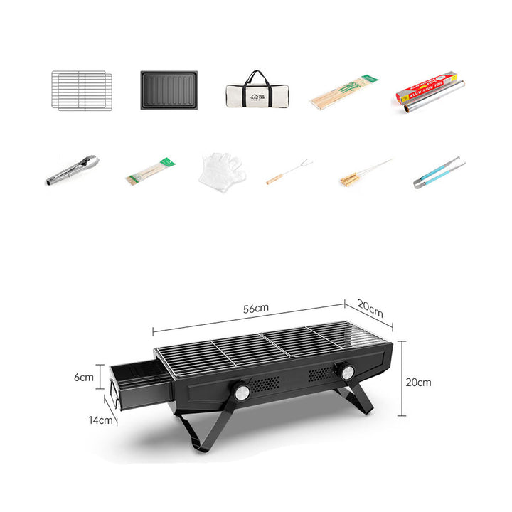 Folding stainless steel grill for versatile outdoor cooking BBQ