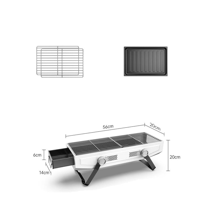 Compact stainless steel BBQ grill, lightweight for easy transport