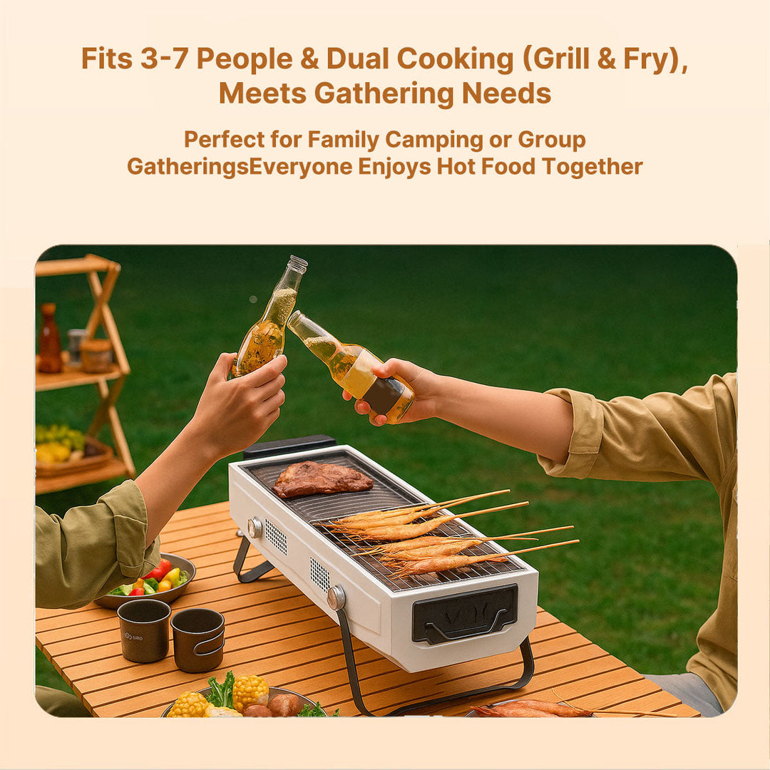 Compact stainless steel charcoal grill, ready for outdoor picnic BBQ