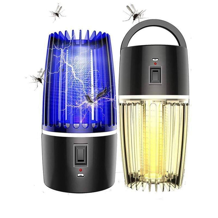 Compact USB rechargeable mosquito zapper lamp, effective LED pest control for camping and home.