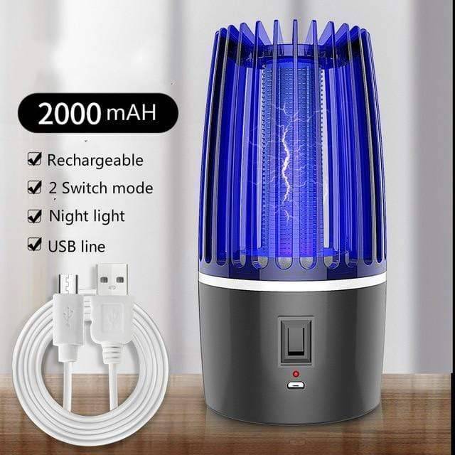 Versatile LED mosquito killer lamp & zapper, USB rechargeable for both indoor and outdoor use.