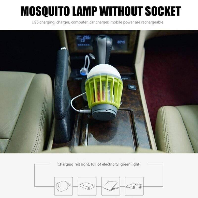 2-in-1 UV trap mosquito killer with bright LED light, perfect for camping gear