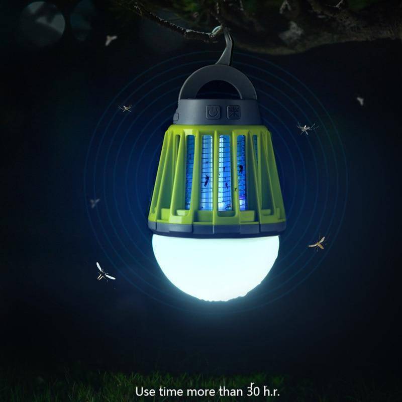 Compact mosquito killer lamp with integrated LED lantern, essential fishing gear