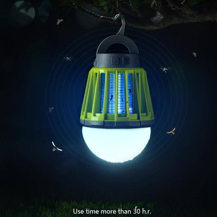 Compact mosquito killer lamp with integrated LED lantern, essential fishing gear