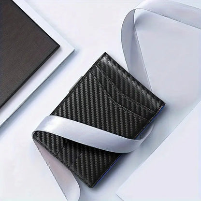 "Portafoglio sottile da uomo con blocco RFID, design elegante in nero, ideale per viaggi, con scomparti carte."