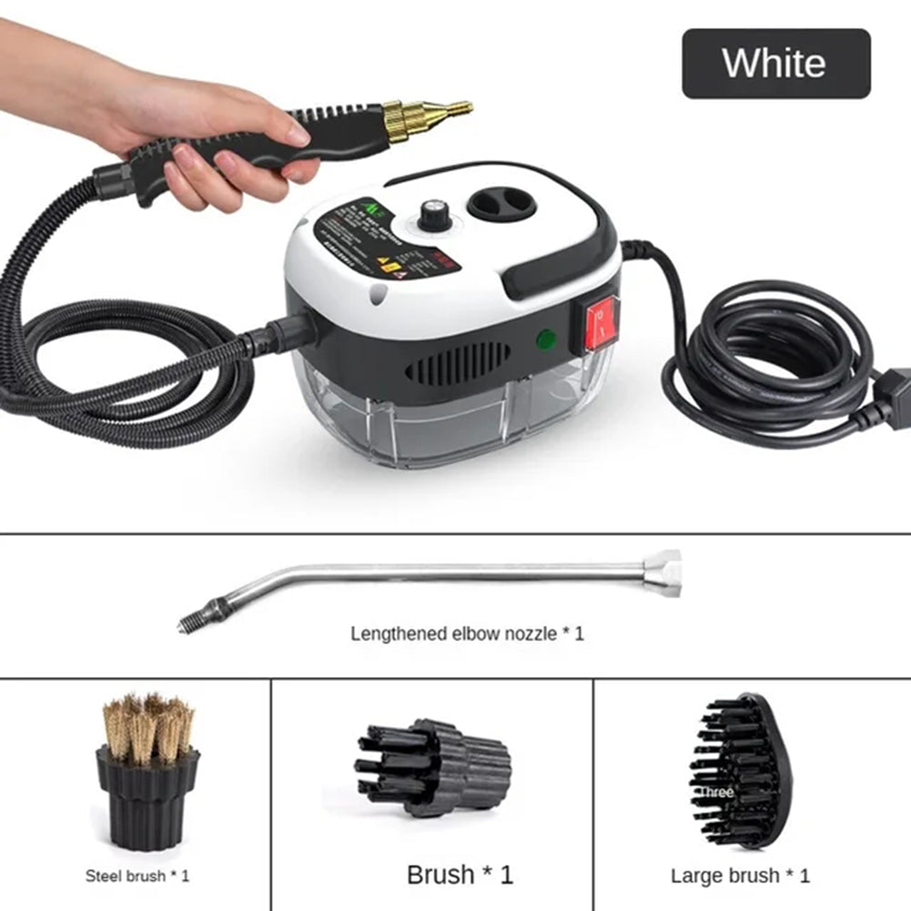 Grime remover steam machine for household use, 2500W power & multiple adjustable settings.