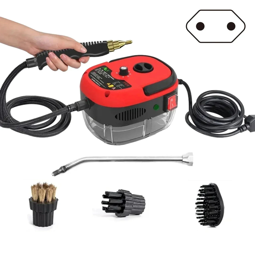 Home cleaning steam device with 6 settings for chemical-free grime removal & hygiene.