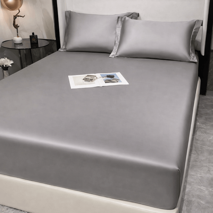 Ultra-soft premium cotton fitted sheet with deep pockets for supreme bedtime comfort.
