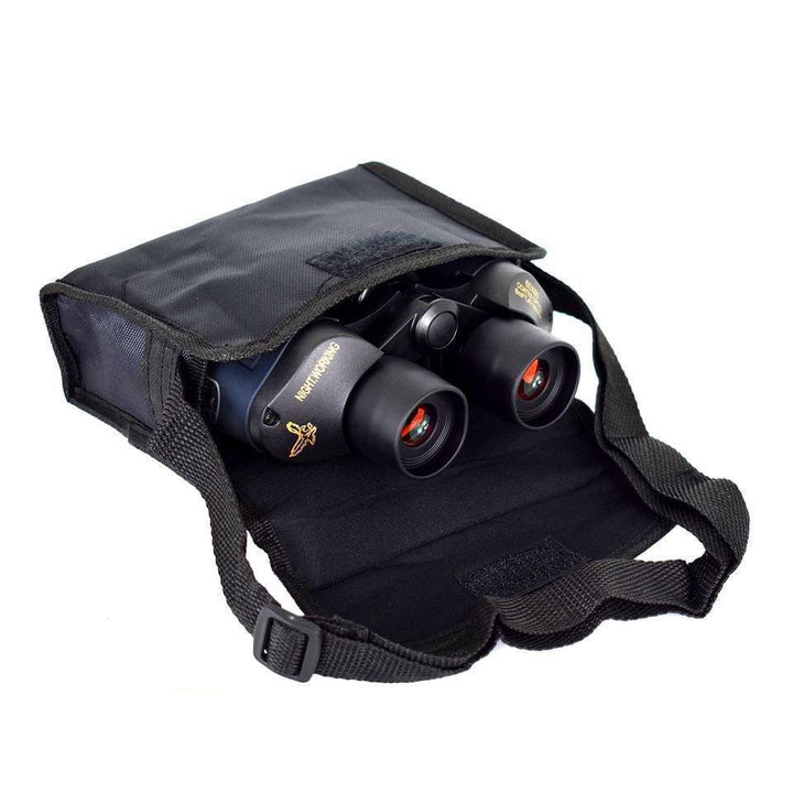 Durable professional binoculars, great for camping, hiking, and long-range observation. Back view.